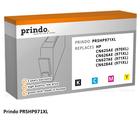 Prindo Value Pack negro cian magenta y amarillo PRSHP971XL MCVP Compatible con HP 971 XL