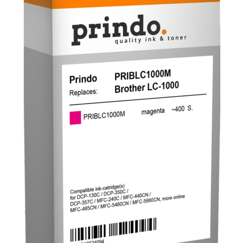 Prindo Cartucho de tinta magenta PRIBLC1000M Compatible con Brother LC-1000 LC1000M