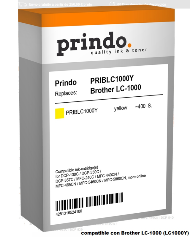 Prindo Cartucho de tinta amarillo PRIBLC1000Y