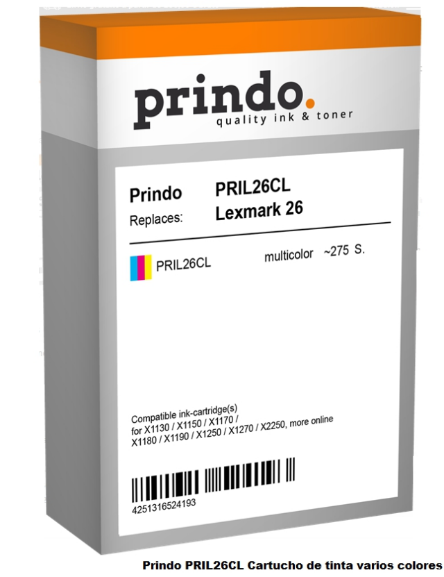 Prindo Cartucho de tinta varios colores PRIL26CL Compatible Lexmark 26