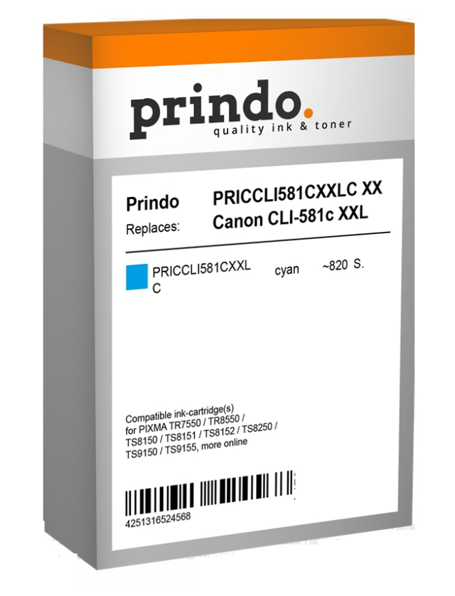 Prindo Cartucho de tinta cian PRICCLI581CXXLC Compatible con Canon CLI-581c XXL