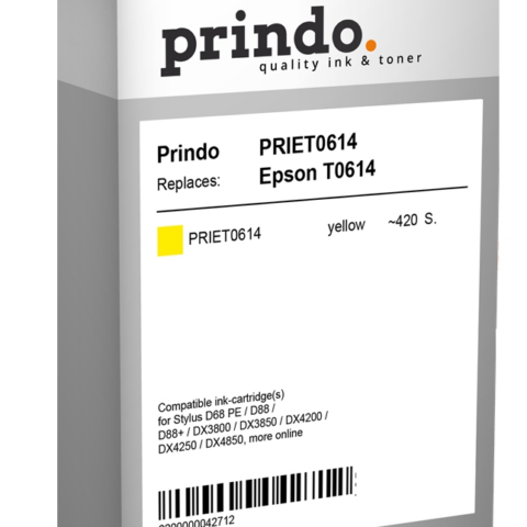 Prindo Cartucho de tinta amarillo PRIET0614 Compatible con Epson T0614 C13T06144010