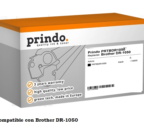 Prindo Unidad de tambor negro PRTBDR1050 compatible con Brother DR-1050