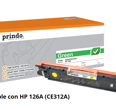 Prindo Tóner amarillo PRTHPCE312AG Green Compatible con HP 126A CE312A