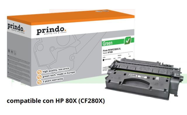 Prindo Tóner negro PRTHPCF280XG Green Compatible con HP 80X CF280X