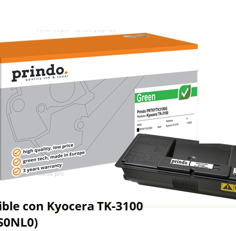 Prindo Tóner negro PRTKYTK3100G Green Compatible con Kyocera TK-3100 1T02MS0NL0