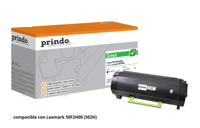 Prindo Tóner negro PRTL50F2H00G Green Compatible con Lexmark 50F2H00