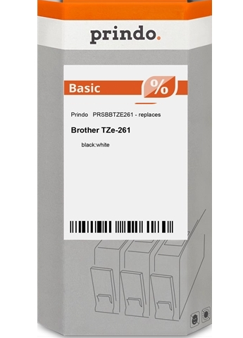 Prindo Cinta mecanográfico Negro sobre blanco PRSBBTZE261 compatible con Brother TZe-261
