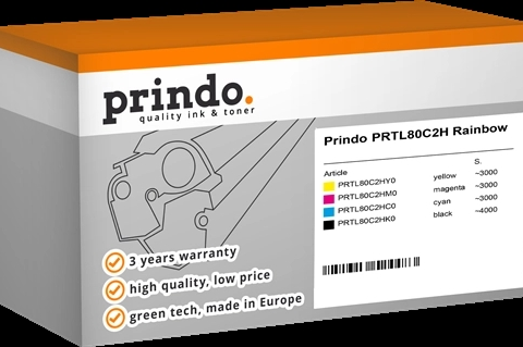 Prindo Value Pack negro cian magenta amarillo PRTL80C2H Rainbow compatible con Lexmark 802HK