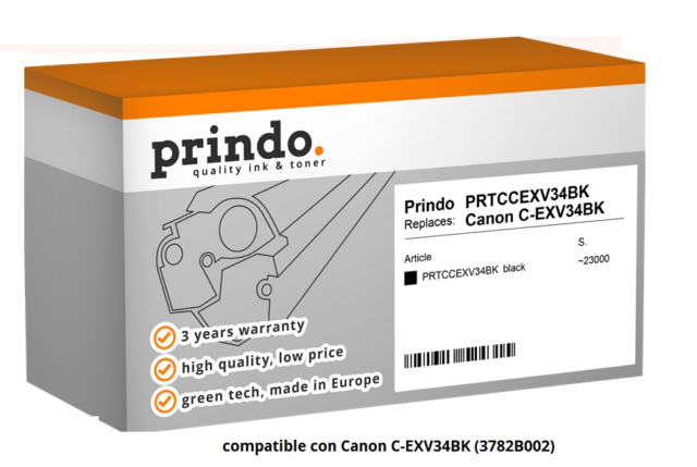 Prindo Tóner negro PRTCCEXV34BK Compatible con Canon C-EXV34BK