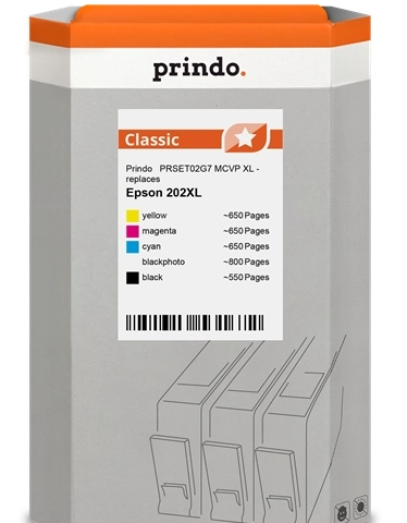 Prindo Multipack negro cian magenta y amarillo PRSET02G7 MCVP compatible con Epson 202XL