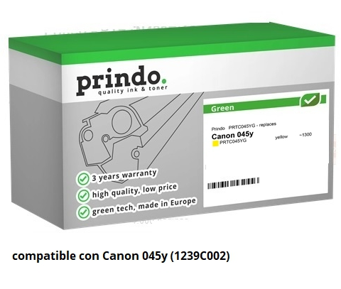 Prindo Tóner amarillo PRTC045YG Green Compatible con Canon 045y 1239C002