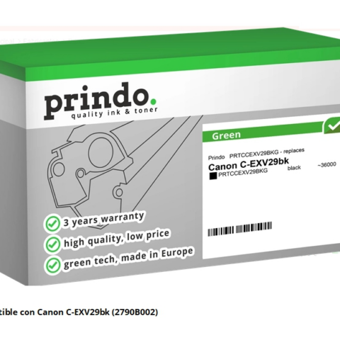 Prindo Tóner negro PRTCCEXV29BKG Green Compatible con Canon C-EXV29bk