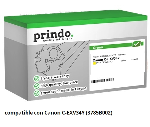 Prindo Tóner amarillo PRTCCEXV34YG Green Compatible con Canon C-EXV34Y