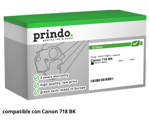 Prindo Tóner negro PRTC718BKG Green Compatible con Canon 718 BK 2662B002