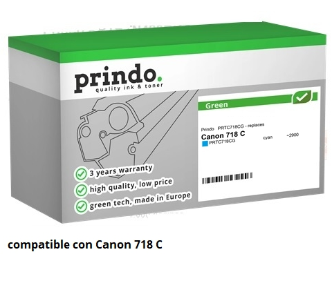 Prindo Tóner cian PRTC718CG Green Compatible con Canon 718C