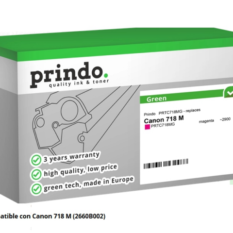 Prindo Tóner magenta PRTC718MG Green Compatible con Canon 718M