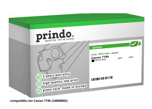 Prindo Tóner negro PRTC719HG Green Compatible con Canon 719h 3480B002