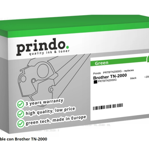 Prindo Tóner negro PRTBTN2000G Green Compatible con Brother TN-2000