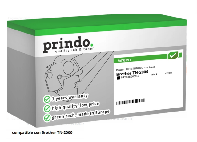 Prindo Tóner negro PRTBTN2000G Green Compatible con Brother TN-2000