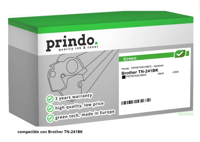 Prindo Tóner negro PRTBTN241BKG Green Compatible con Brother TN-241BK