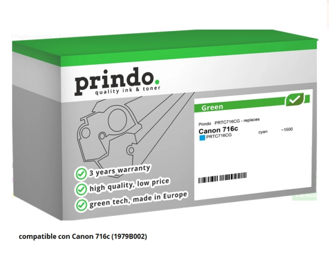 Prindo Tóner cian PRTC716CG Green Compatible con Canon 716c