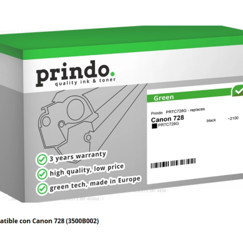 Prindo Tóner negro PRTC728G Green Compatible con Canon 728 3500B002