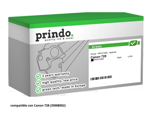 Prindo Tóner negro PRTC728G Green Compatible con Canon 728 3500B002