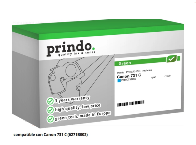 Prindo Tóner cian PRTC731CG Green Compatible con Canon 731C 6271B002