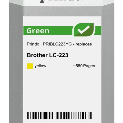 Prindo Cartucho de tinta amarillo PRIBLC223YG Green Compatible con Brother LC-223