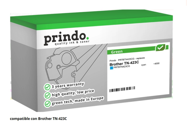 Prindo Tóner cian PRTBTN423CG Green Compatible con Brother TN-423C