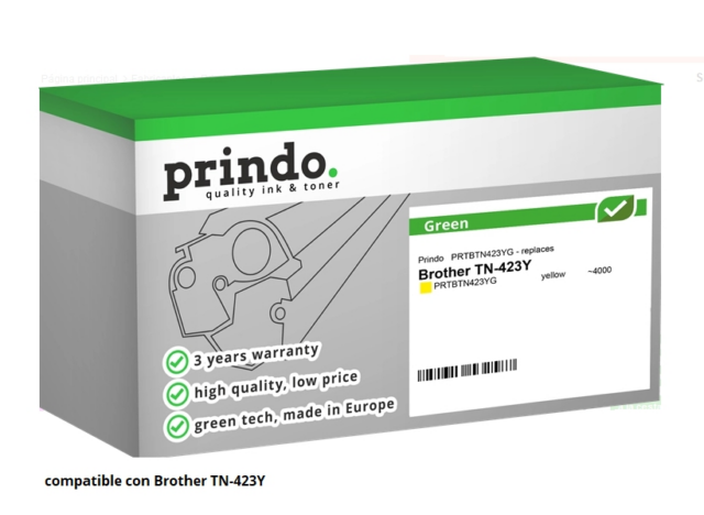 Prindo Tóner amarillo PRTBTN423YG Green Compatible con Brother TN-423Y