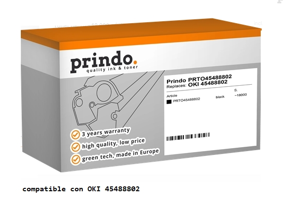 Prindo Tóner negro PRTO45488802 compatible con OKI 45488802
