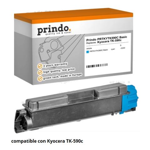 Prindo Tóner cian PRTKYTK590C Basic Compatible con Kyocera TK-590c