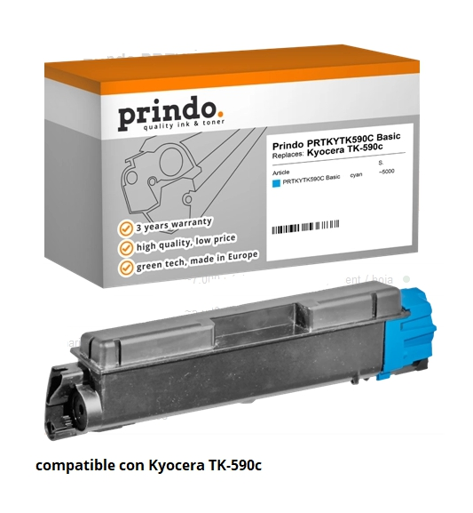 Prindo Tóner cian PRTKYTK590C Basic Compatible con Kyocera TK-590c