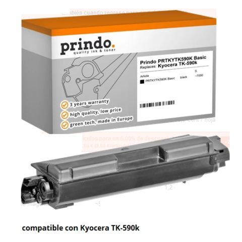 Prindo Tóner negro PRTKYTK590K Basic Compatible con Kyocera TK-590k