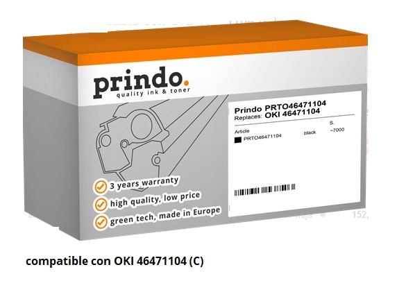Prindo Tóner negro PRTO46471104 Compatible con OKI 46471104