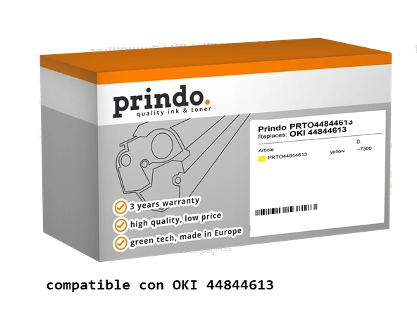 Prindo Tóner amarillo PRTO44844613 Compatible con OKI 44844613