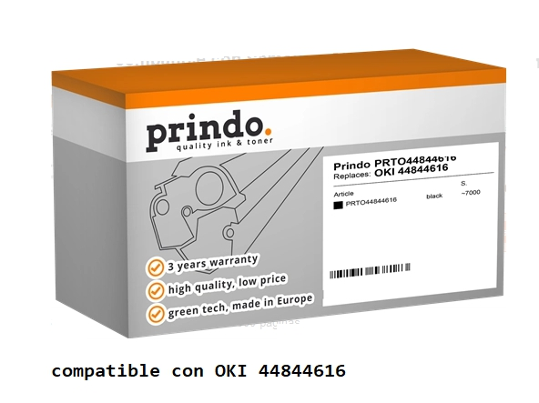 Prindo Tóner negro PRTO44844616 Compatible con OKI 44844616