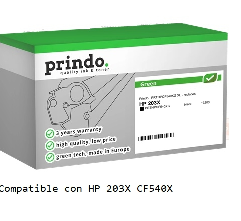 Prindo Tóner negro PRTHPCF540XG Green Compatible con HP 203X CF540X