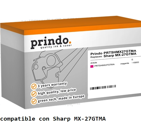 Prindo Tóner magenta PRTSHMX27GTMA Compatible con Sharp MX-27GTMA