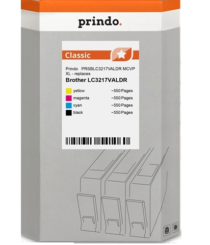 Prindo Multipack negro cian magenta amarillo PRSBLC3217VALDR compatible con Brother LC-3217