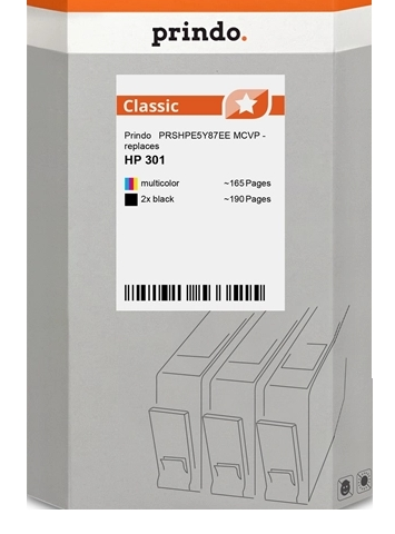 Prindo Multipack negro varios colores PRSHPE5Y87EE MCVP compatible con HP 301 E5Y87EE