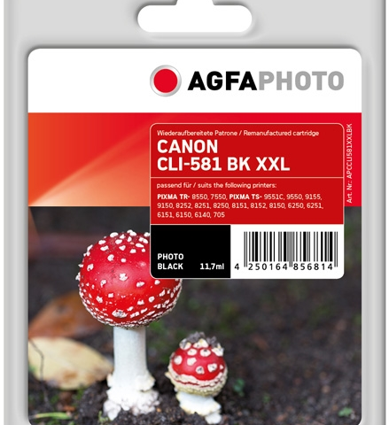 Agfa Photo Cartucho de tinta Negro foto APCCLI581XXLBK compatible con Canon CLI-581bk XXL