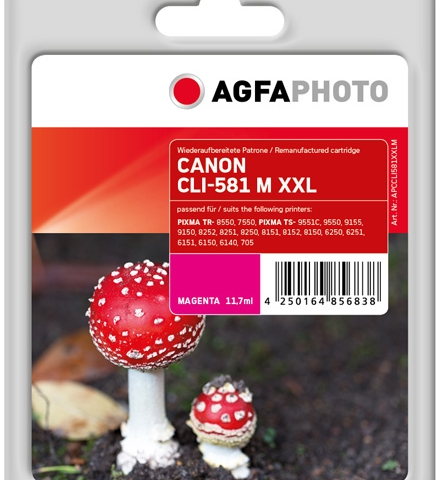 Agfa Photo Cartucho de tinta magenta APCCLI581XXLM compatible con Canon CLI-581m XXL 1996C001