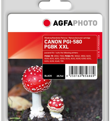 Agfa Photo Cartucho de tinta negro APCPGI580XXLB compatible con Canon PGI-580pgbk XXL 1970C001