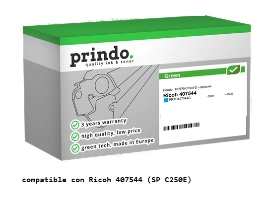 Prindo Tóner cian PRTR407544G Green Compatible con Ricoh 407544