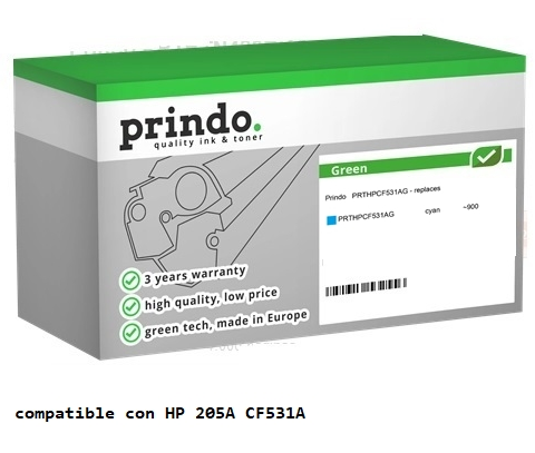 Prindo Tóner cian PRTHPCF531AG Green Compatible con HP 205A CF531A