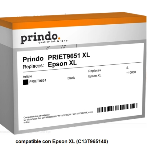 Prindo Cartucho de tinta negro PRIET9651 T9651 compatible con Epson XL C13T965140