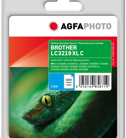 Agfa Photo Cartucho de tinta cian APB3219XLCD compatible con Brother LC-3219XL